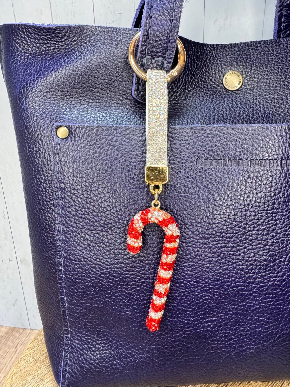 Sparkly Candy Cane Purse Charm Sequins Christmas Bag Charm Gift For Her